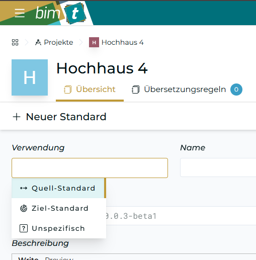 Richtung des Standards